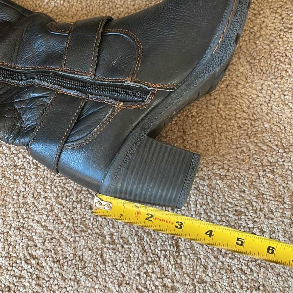 Born B.o.c Knee High Black Leather Riding Boots 7.5 Buckle Heel Equestrian - Picture 10 of 15